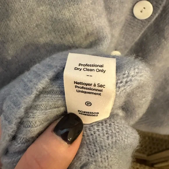 Cinq à Sept Atlas Wool Ruffle-Cuff Cardigan Light Blue Size Medium SEE DETAILS - Picture 10 of 15